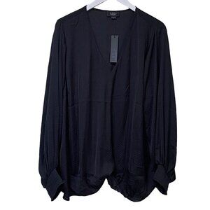 Beldini Womens Top Plus Size 3X Black Twist Front Blouse NWT
